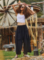 Loose Fit Harem Style Women's Black Pants