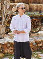 Knot Button Band Collar Men's Shirt White