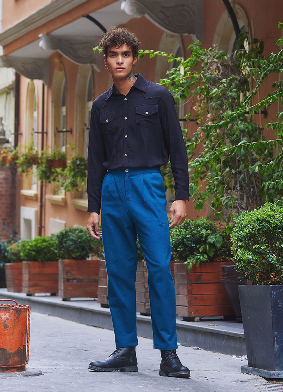 Black Ethnic Patterned Five-Button Trousers - Saman Butik | Boho Fashion