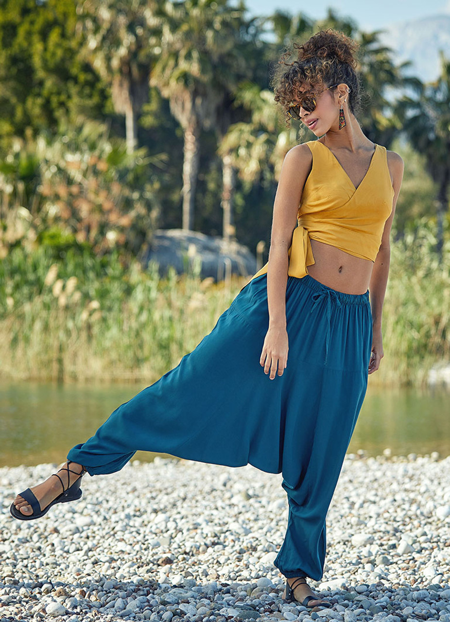 Blue Boho Hippie Harem Pants Women | BohoClandestino Wholesale