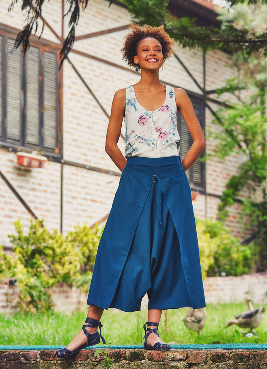 Blue Wrap Skirt Pants | BohoClandestino Wholesale