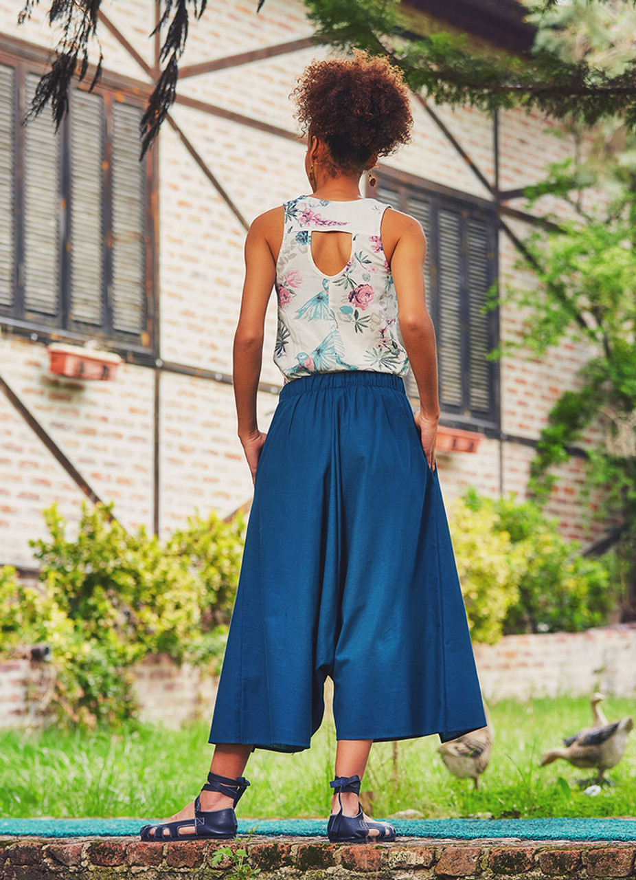 【BAON】Hoch Summer Stripe Wrap Skirt Pants Blue Wrap Skirt Pants | BohoClandestino Wholesale