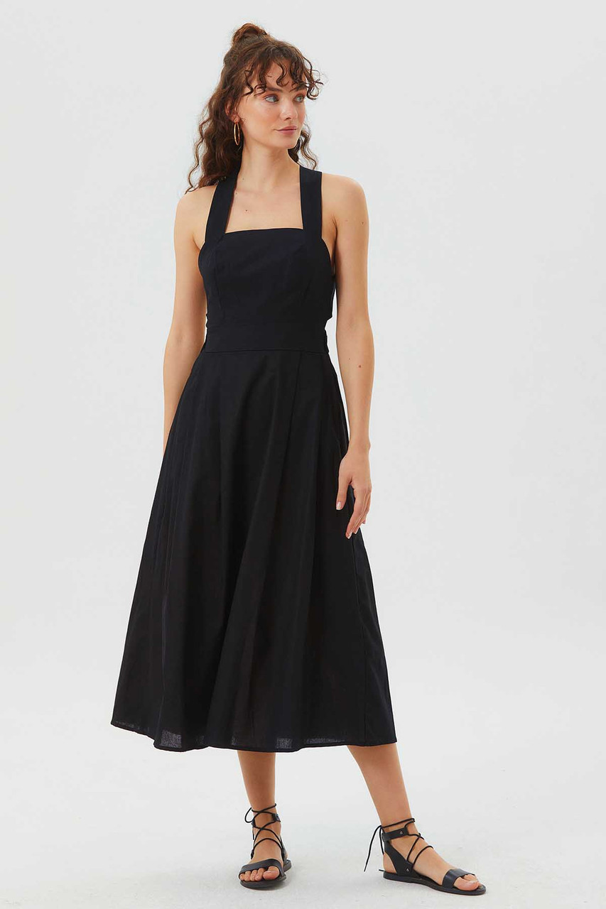 Fit And Flare Black Cotton Boho Dress | BohoClandestino Wholesale