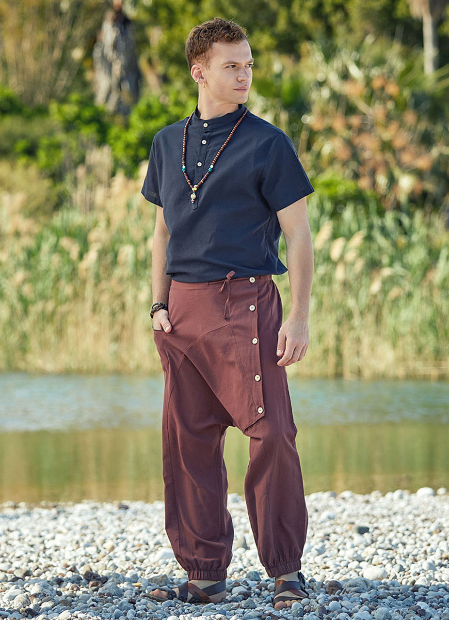 Brown Om Pants  Mens outfits, Hippie style clothing, Boho men style