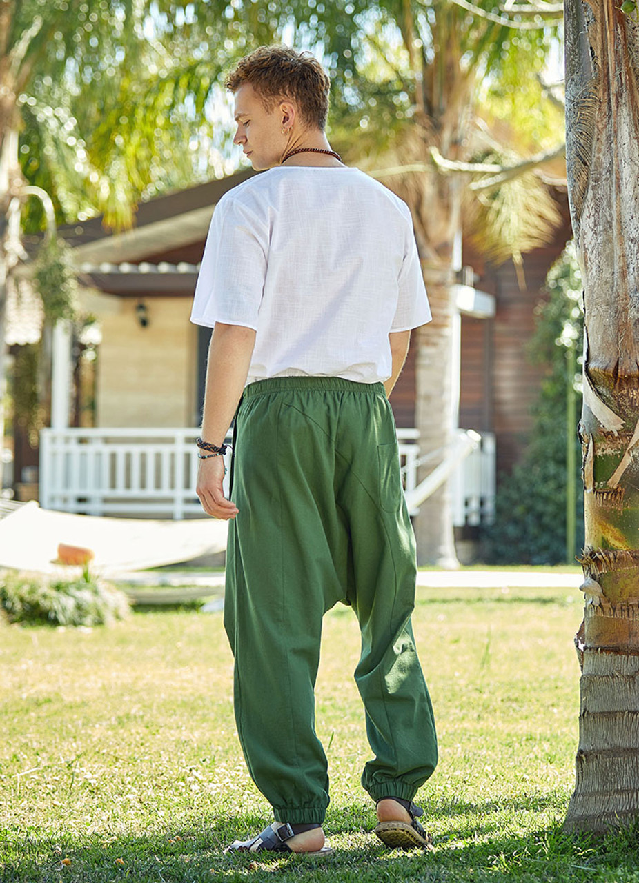 YOURS Curve Khaki Green Shirred Waist Cropped Harem Trousers | Yours  Clothing