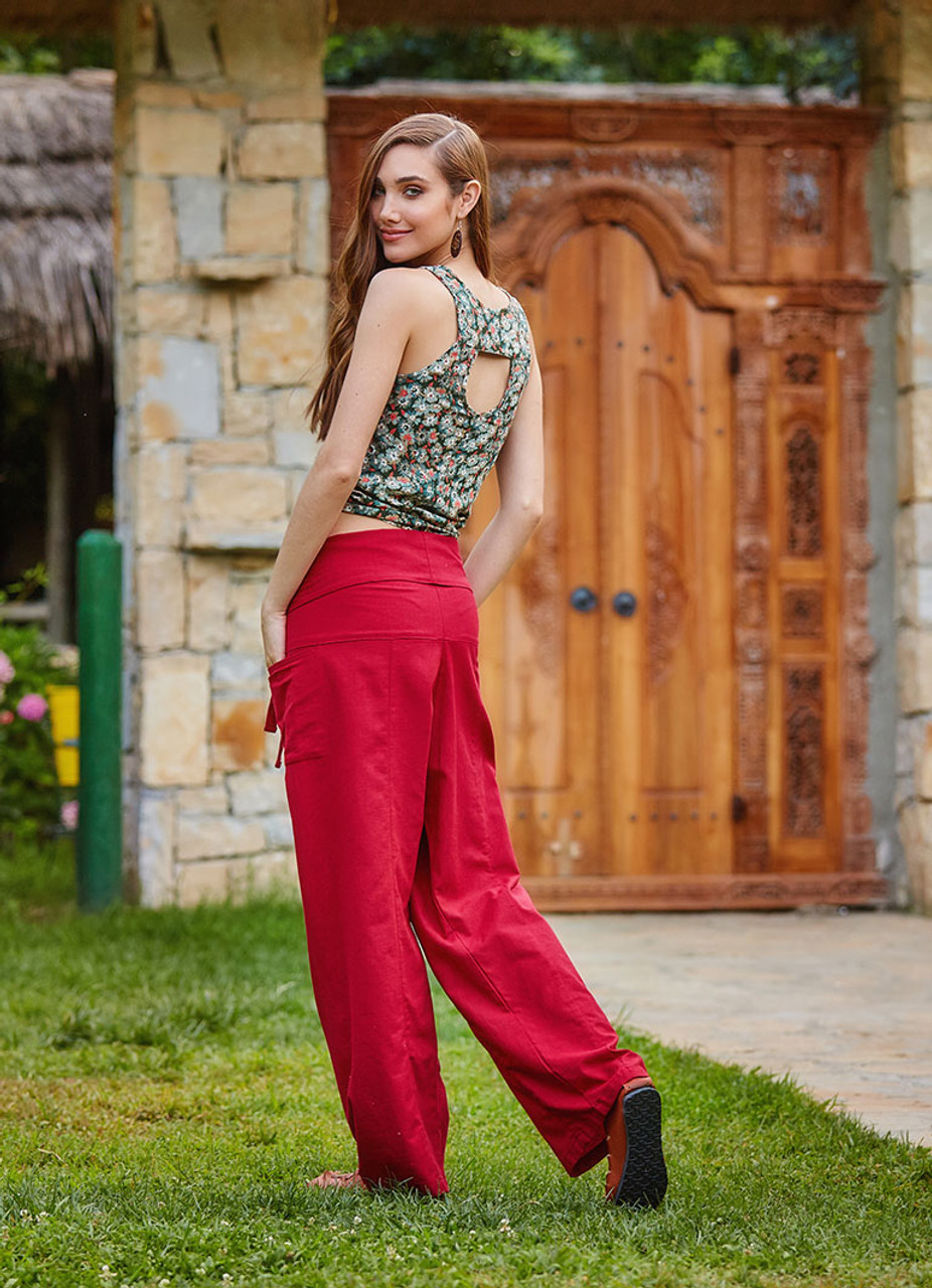 Buy Sei Bello Women's Maroon Palazzo Pants (Small) at Amazon.in