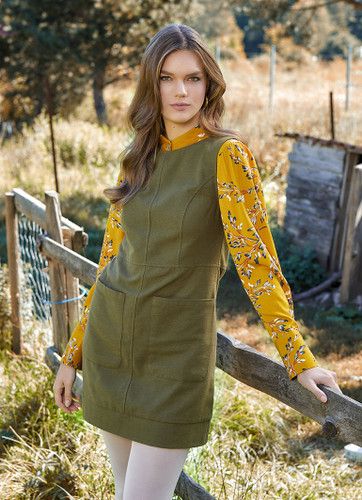 Khaki Mini Cotton Gilet Dress