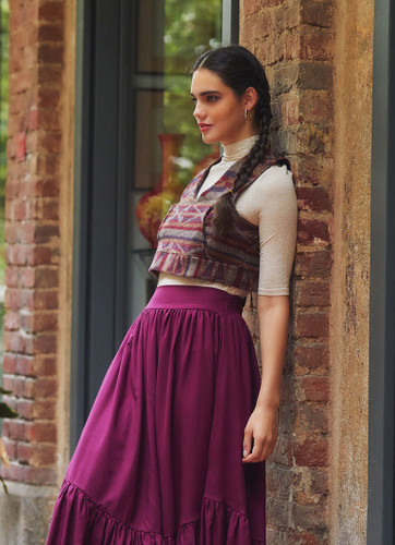 Ethnic Printed Purple Short Vest for Women