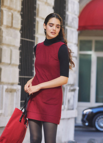 Maroon Mini Cotton Gilet Dress