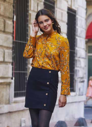 Cotton Mini Boho Skirt Black