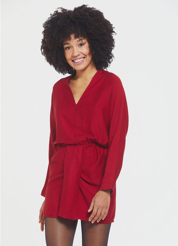 Front Slit Mini Boho Dress Red