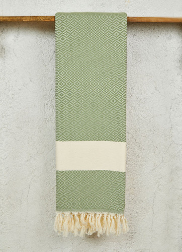 Diamond Pattern Turkish Towel in Khaki