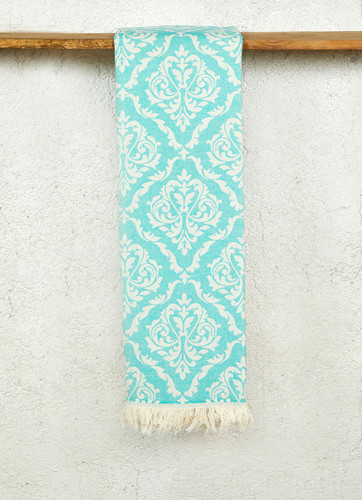 Ethnic Pattern Turkish Towel in Turquoise