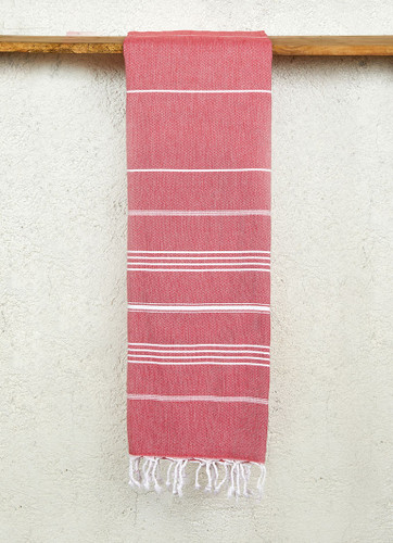 Classic Pattern Light Turkish Towel in Red