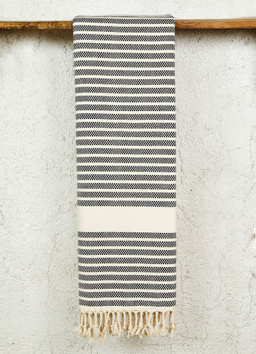 Striped Turkish Towel in Black