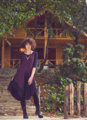 Asymmetrical Sleeveless Maroon Winter Dress