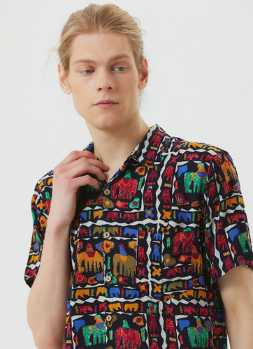 Green Black Short Sleeve Men's Shirt