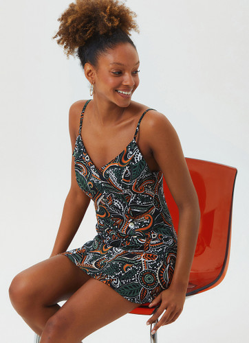 Black V Neck Boho Mini Sundresss