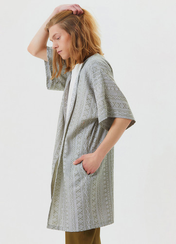Printed Short Sleeve Khaki Kimono for Men