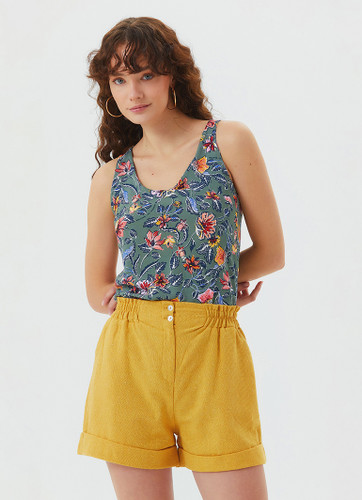 Yellow Boho Women's Shorts with Pockets