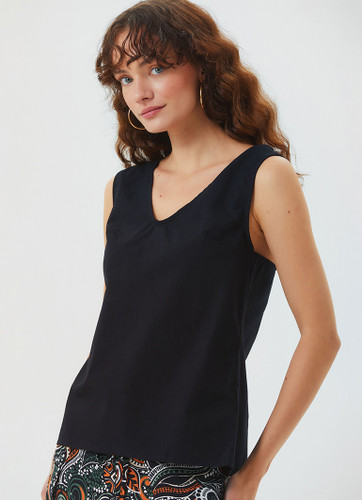 Sleeveless Black Boho Top