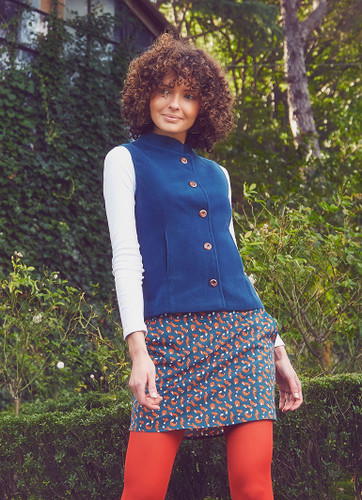 Band Collar Blue Women's Vest