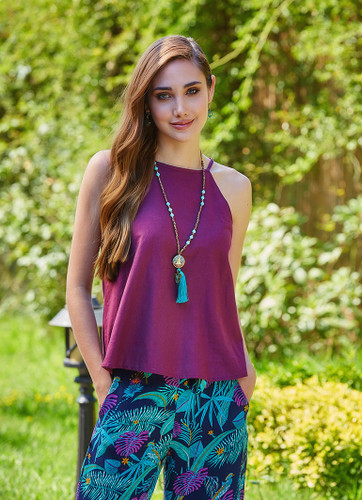Halter Neck Cotton Summer Top Purple