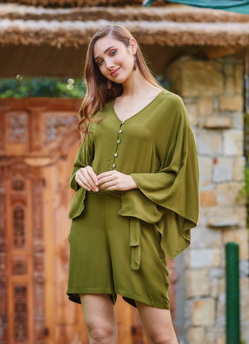 Bat Sleeve Overall Dress