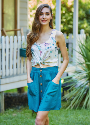 Petrol Blue Mini Skirt