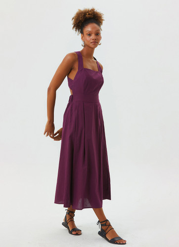 Fit And Flare Purple Cotton Boho Dress