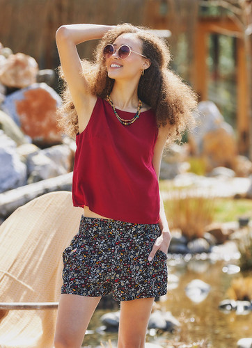 Flower Print Women's Black Boho Summer Shorts