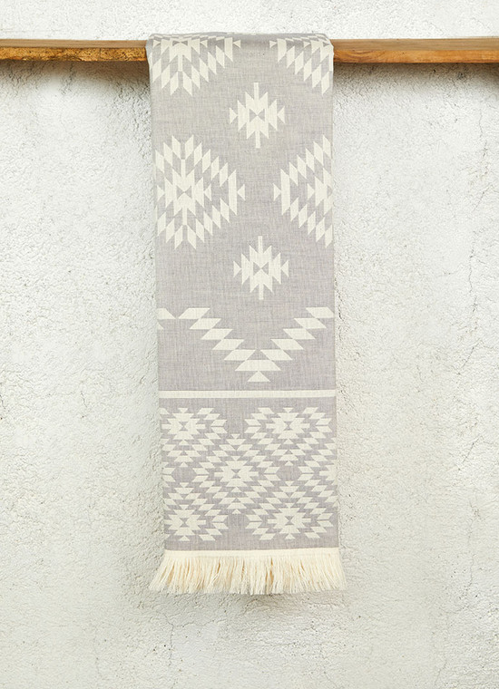 Rug Pattern Turkish Towel in Dark Gray