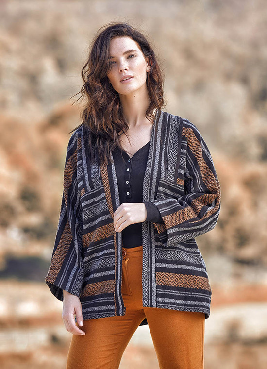 Patterned Brown Jacket for Women