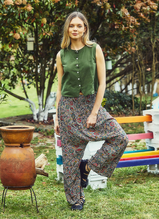 Women's Paisley Boho Harem Pants