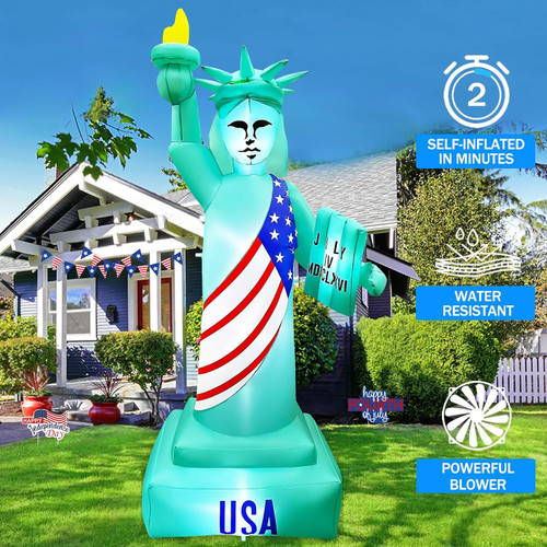 8 Ft Patriotic Independence Day Inflatable Statue of Liberty Decorations 4th of July
