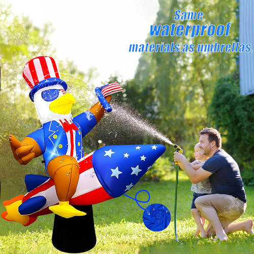 6 Ft Independence Day Inflatable Eagle on Rocket Decorations Patriotic 4th of July Flag Day