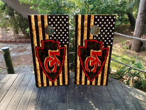 Natural Wood Grain Kansas City Chiefs,  Cornhole Wraps Skins Vinyls Decals Stickers
