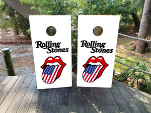 Rolling Stones Cornhole Wraps / Skins - White Rolling Stones Cornhole Wraps / Skins - White