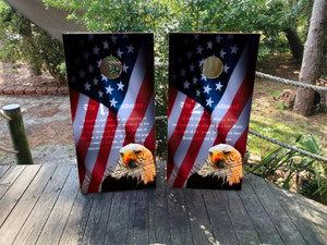 Waving American Flag Cornhole Wraps, Skins, Vinyl, Decals Waving American Flag Cornhole Wraps, Skins, Vinyl, Decals