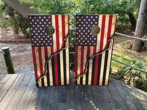 Thin Red Line, Firefighter Cornhole Wraps Thin Red Line, Firefighter Cornhole Wraps
