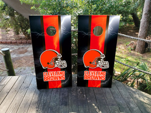 Brown and Orange Cleveland Browns Cornhole Wraps Skins Vinyls Decals Brown and Orange Cleveland Browns Cornhole Wraps Skins Vinyls Decals