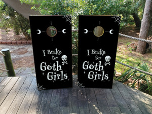 I Brake for Goth Girls Cornhole Wraps / Skins I Brake for Goth Girls Cornhole Wraps / Skins
