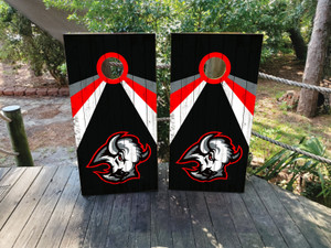 Throwback Buffalo Sabres Wood Grain Cornhole Wraps / Cornhole Skins - Design 11