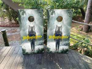 Yellow Jackets Cornhole Wraps / Skins Design 2 Yellow Jackets Cornhole Wraps / Skins Design 2