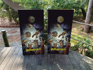 Yellow Jackets Cornhole Wraps / Skins Design 3 Yellow Jackets Cornhole Wraps / Skins Design 3