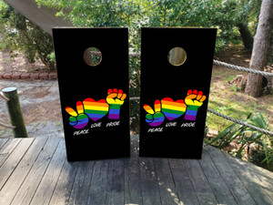 Peace, Love, Pride Cornhole Wraps / Skins Peace, Love, Pride Cornhole Wraps / Skins