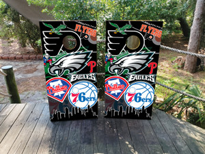Philadelphia Mash Up Cornhole Wraps / Skins - Design 6 Philadelphia Mash Up Cornhole Wraps / Skins - Design 6