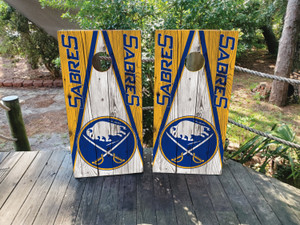 Buffalo Sabres Cornhole Wraps / Cornhole Skins - Design 14 Buffalo Sabres Cornhole Wraps / Cornhole Skins - Design 14