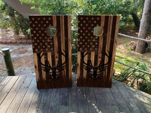 Wooden Deer (USA Flag) Cornhole Wraps / Cornhole Skins Wooden Deer (USA Flag) Cornhole Wraps / Cornhole Skins