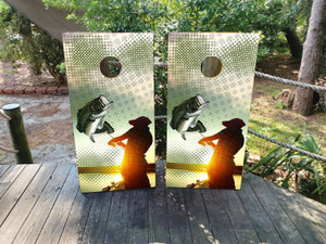 Bass Fishing Cornhole Wraps / Skins Design 2 Bass Fishing Cornhole Wraps / Skins Design 2
